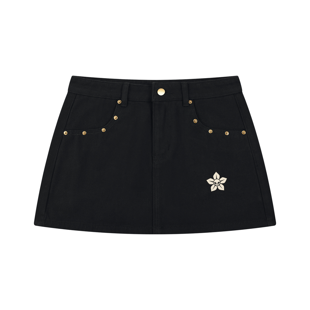 TOONSKULL Iron Petal Denim Mini Skirt