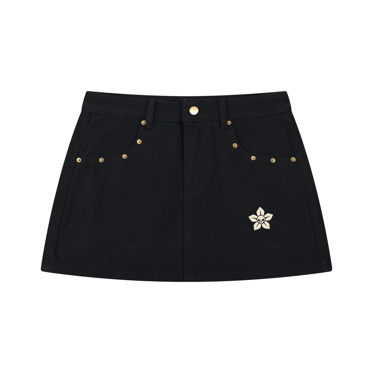 TOONSKULL Iron Petal Denim Mini Skirt